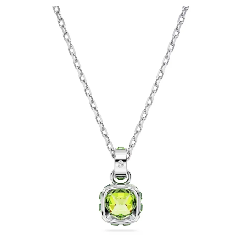 Collar con colgante Piedra Natal de Agosto Corte Cojín Verde