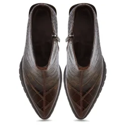 Croc Block Heel Boots Helen - Brown