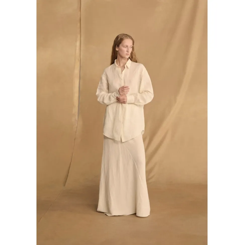 Dennis, camisa oversize de ramio marfil-