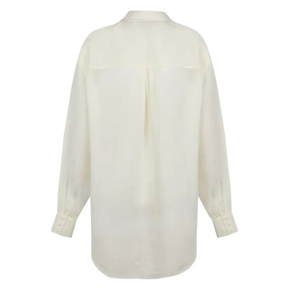 Dennis, camisa oversize de ramio marfil-