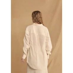 Dennis, camisa oversize de ramio marfil-