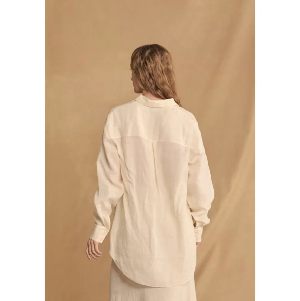 Dennis, camisa oversize de ramio marfil-