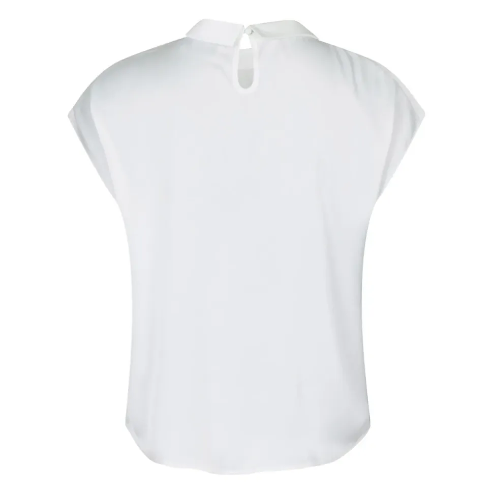 Elegante Blusa de Satén Drapy Blanco Roto