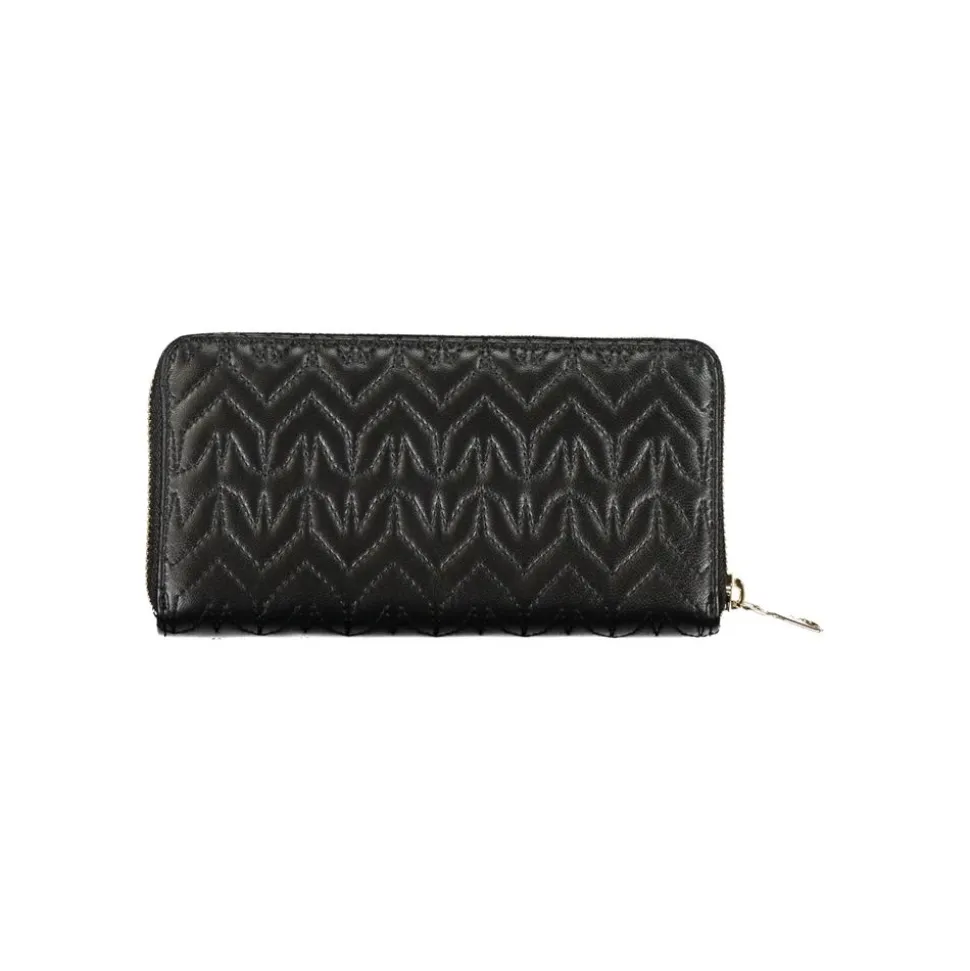 Elegante Monedero Negro con Detalles en Contraste
