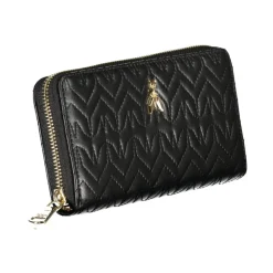Elegante Monedero Negro con Detalles en Contraste