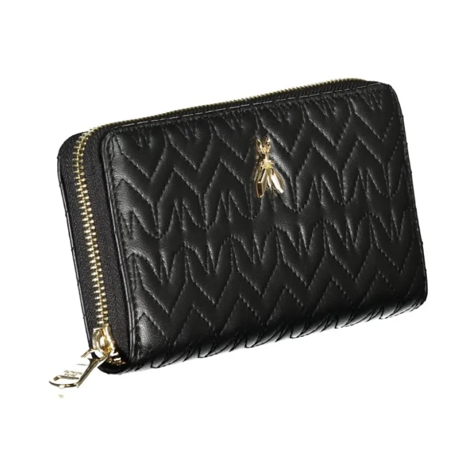 Elegante Monedero Negro con Detalles en Contraste