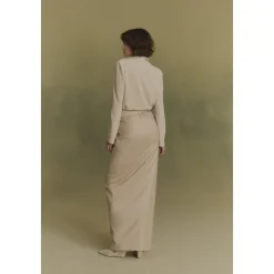 Fabula, falda pareo de lana virgen beige-