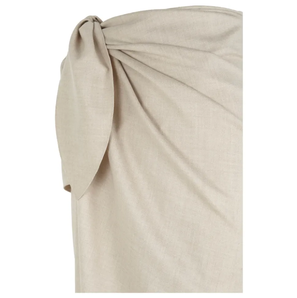 Fabula, falda pareo de lana virgen beige-