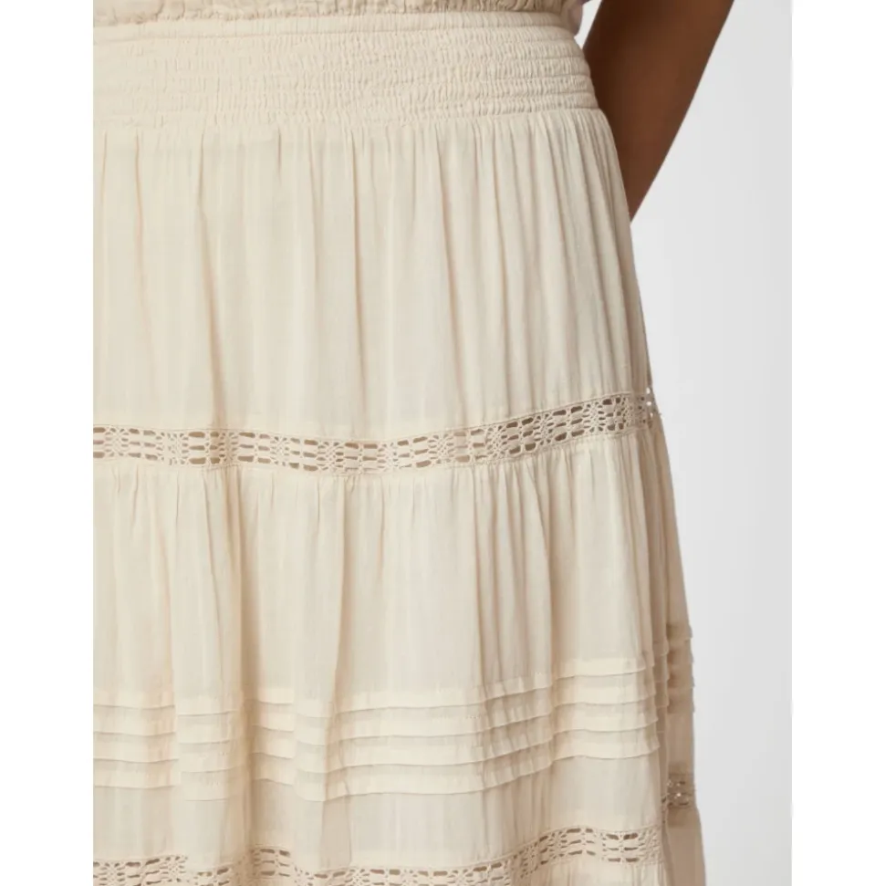 Falda larga de voile marfil