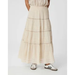 Falda larga de voile marfil