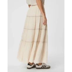 Falda larga de voile marfil