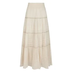Falda larga de voile marfil