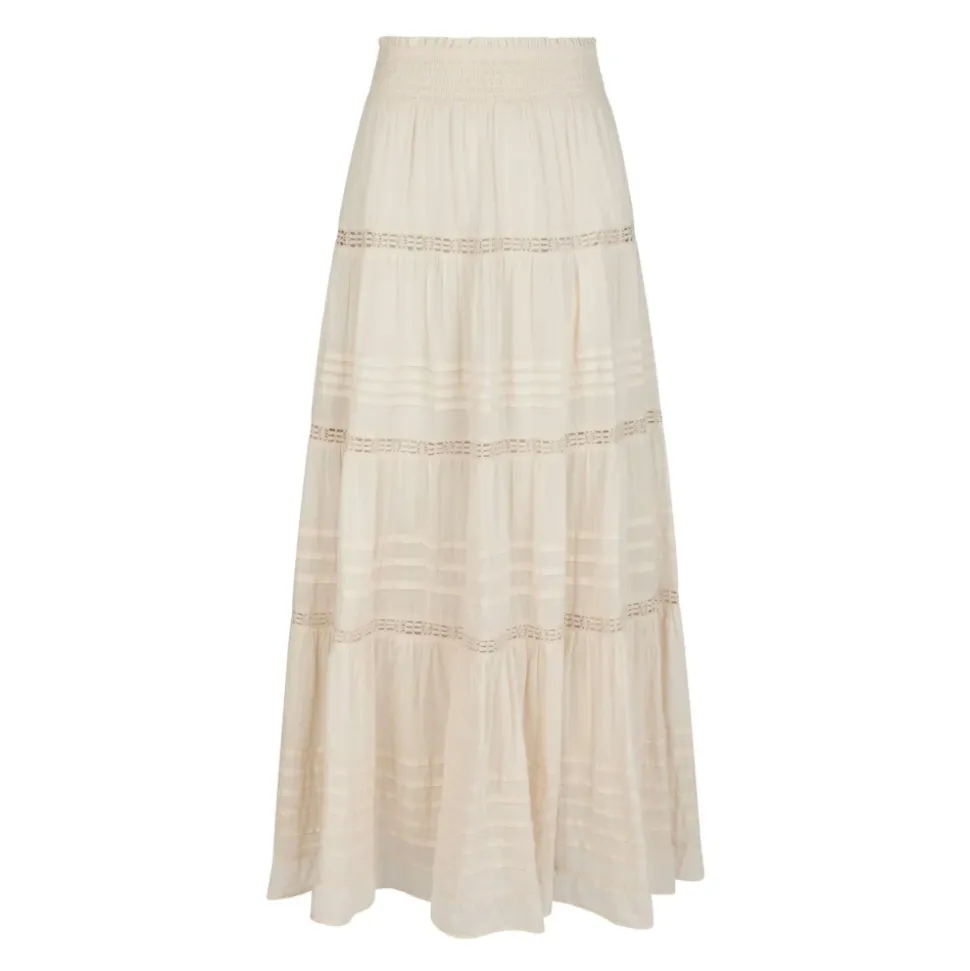 Falda larga de voile marfil
