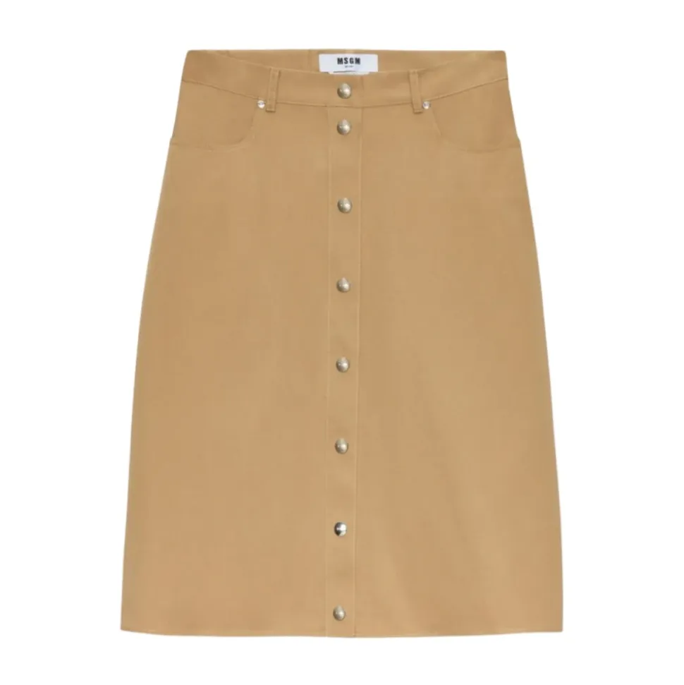 Falda midi acampanada con botones