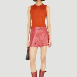 Falda Mini de Cuero con Recortes