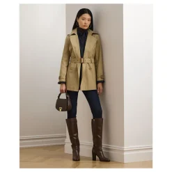 Gabardina Beige de Mezcla de Algodón de Doble Botonadura Ropa de Abrigo