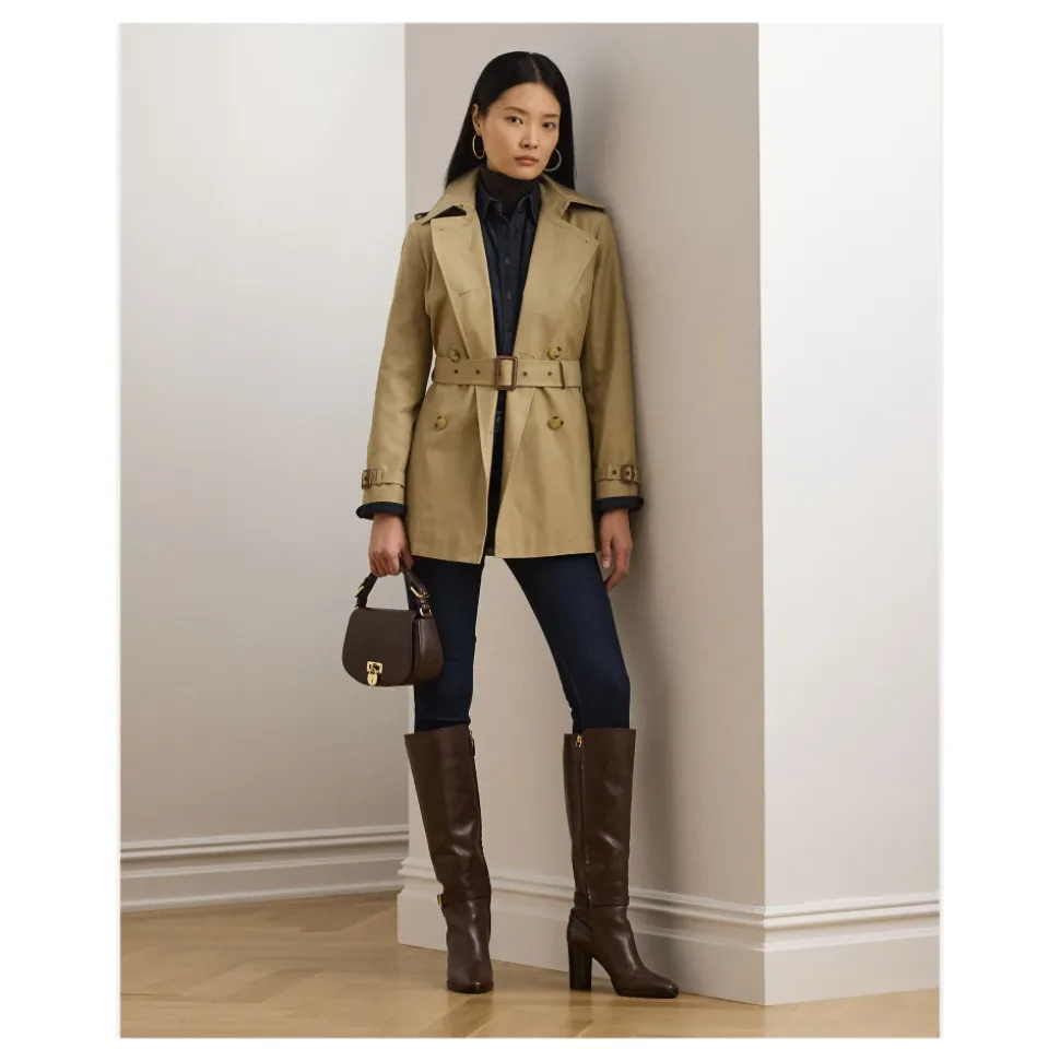 Gabardina Beige de Mezcla de Algodón de Doble Botonadura Ropa de Abrigo