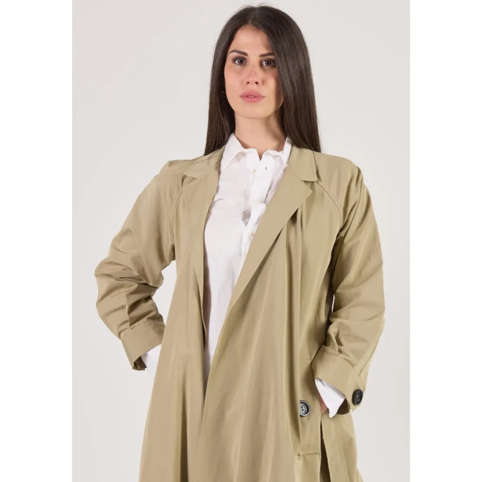 Gabardina larga beige impermeable