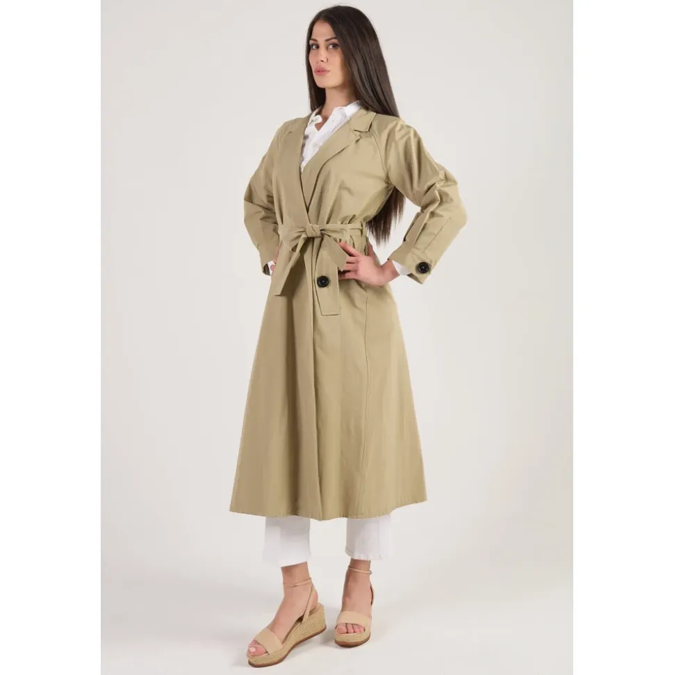 Gabardina larga beige impermeable