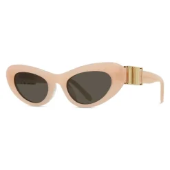 Gafas de sol ovaladas rosas con lentes marrones
