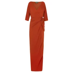 Genara, vestido en seda bermellon-