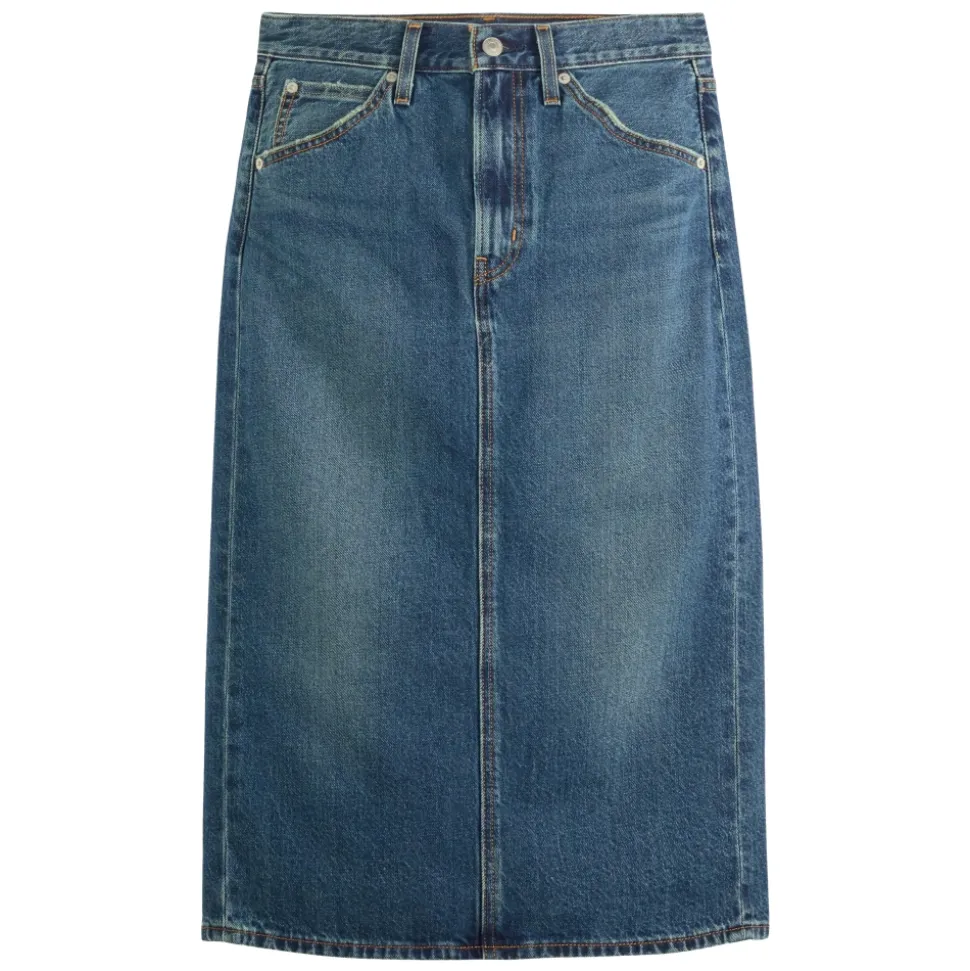 High Rise Back Slit Skirt