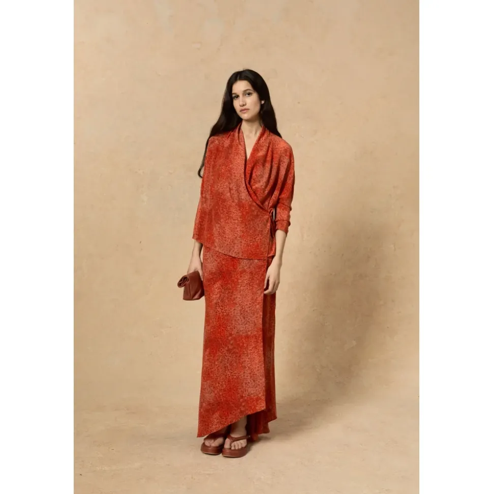 Ingrid, blusa en seda granada print-
