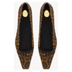 Marrón Zapatos Planos de Cuero con Lazo
