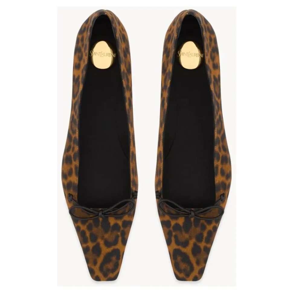 Marrón Zapatos Planos de Cuero con Lazo