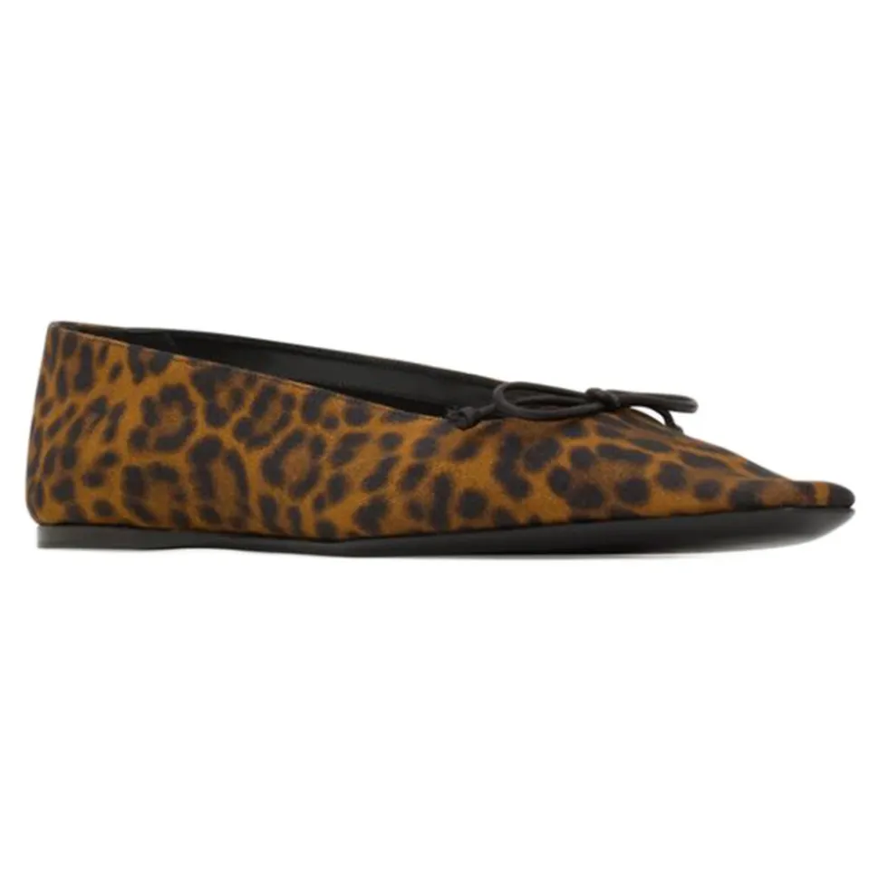 Marrón Zapatos Planos de Cuero con Lazo