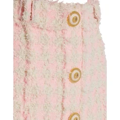 Minifalda de tweed con botones y cintura alta