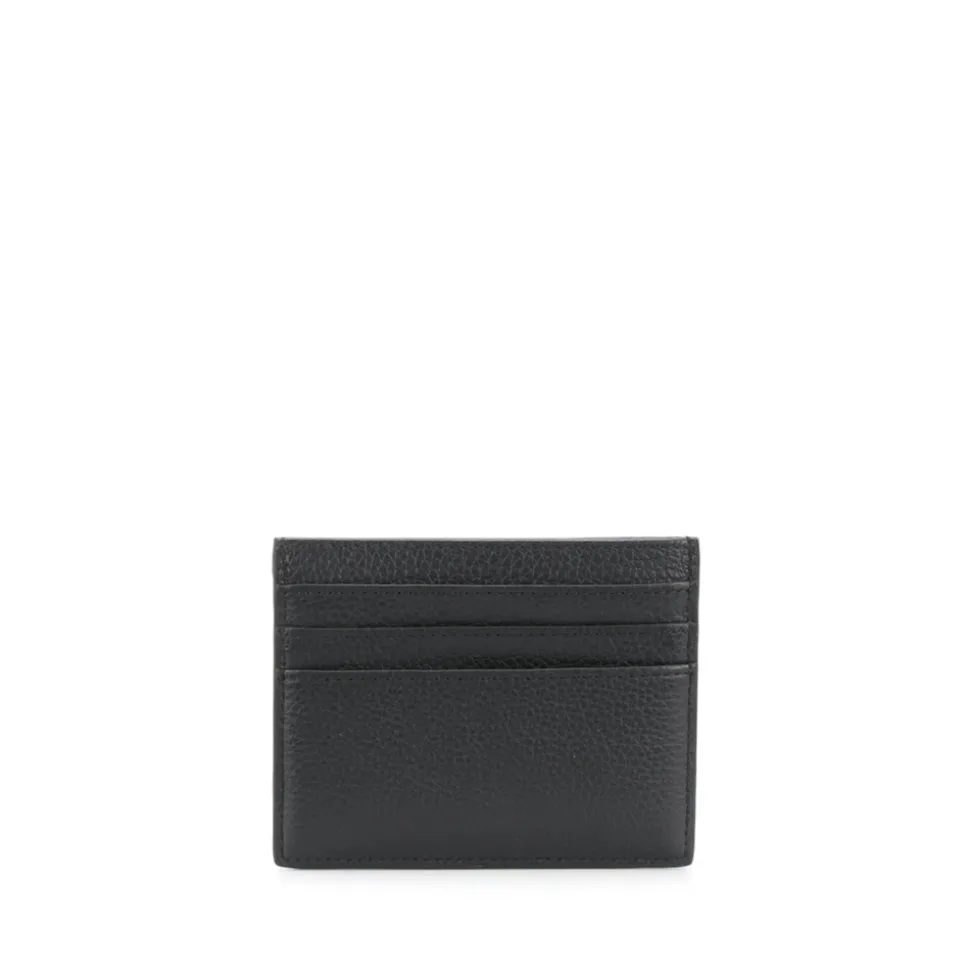 Monedero de cuero negro con cremallera