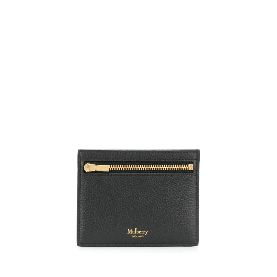 Monedero de cuero negro con cremallera