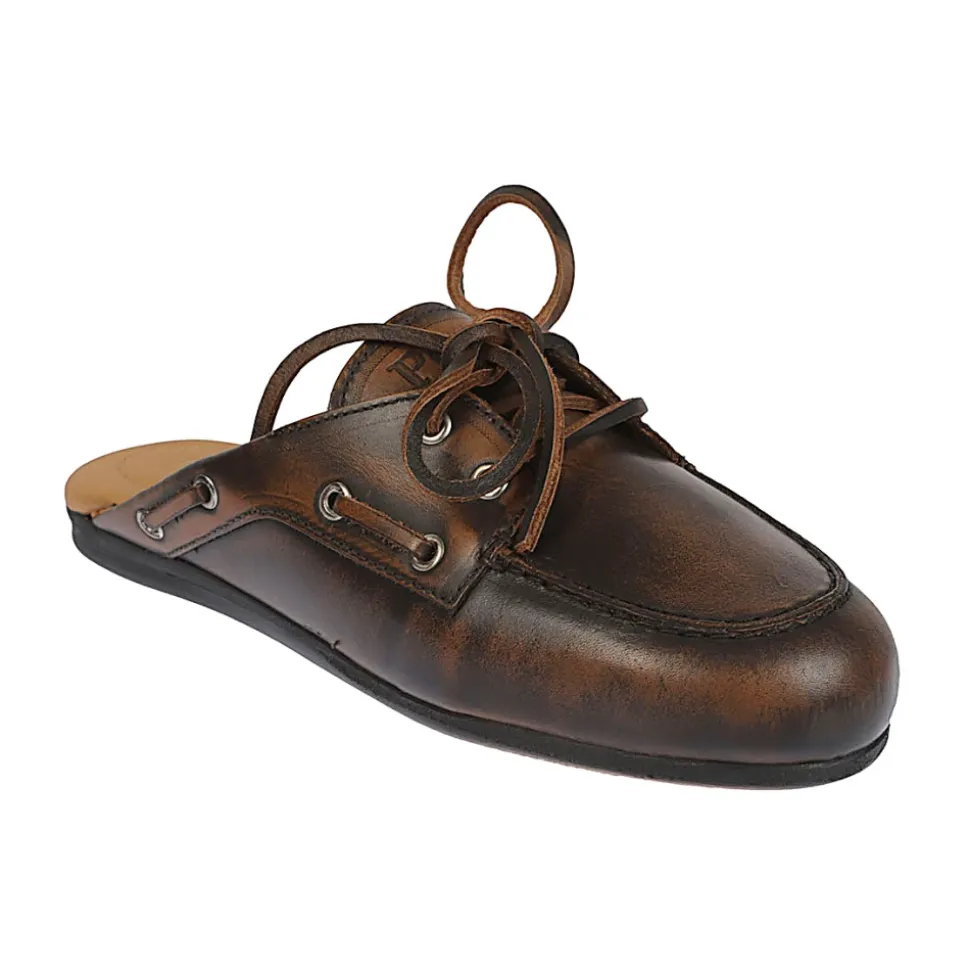 Mules Destalonadas de Mocasín de Piel