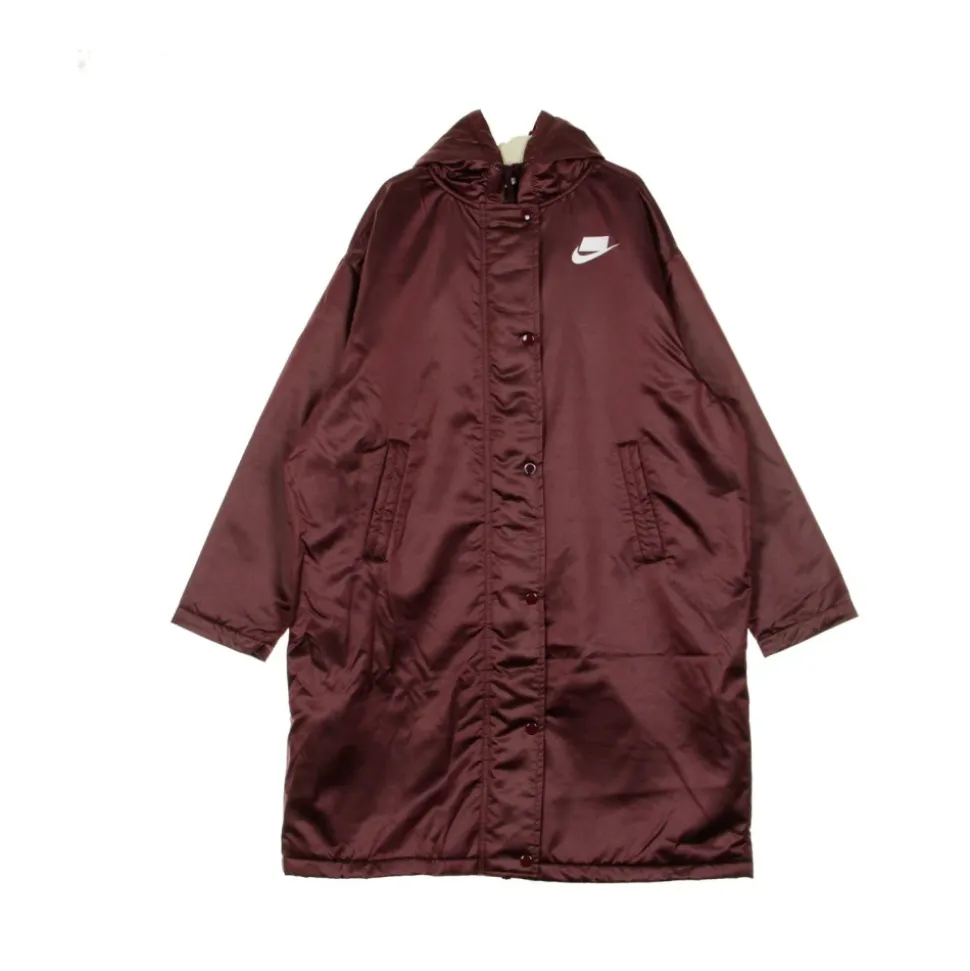 Noche Maroon Parka Chaqueta Larga Mujer