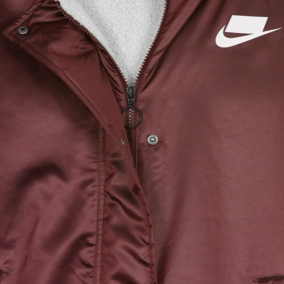 Noche Maroon Parka Chaqueta Larga Mujer
