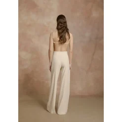 Organica, pantalon de talle alto marfil-