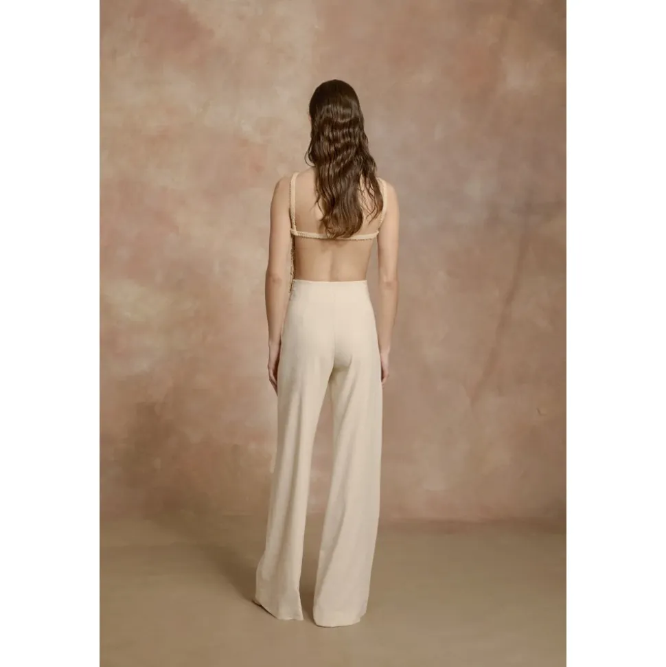 Organica, pantalon de talle alto marfil-