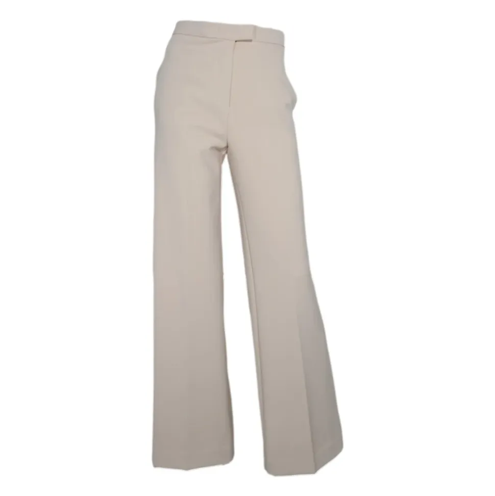 Pantalón Palazzo Crepe Stretch Marfil