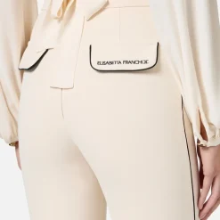 Pantalones Acampanados de Crepé con Ribete en Contraste