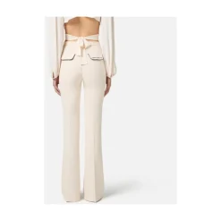Pantalones Acampanados de Crepé con Ribete en Contraste