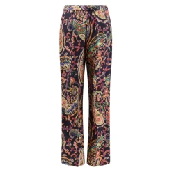 Pantalones Acampanados Stretch Cady con Motivo Floral Paisley
