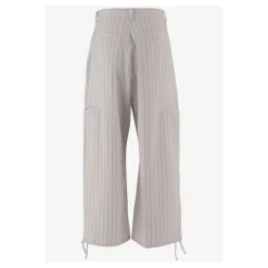 Pantalones Anchos a Rayas con Cordón Ajustable