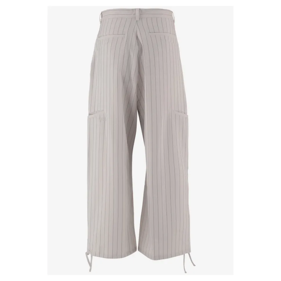 Pantalones Anchos a Rayas con Cordón Ajustable