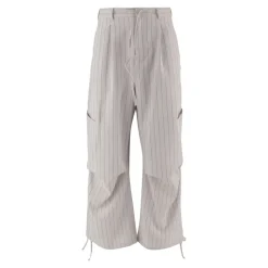 Pantalones Anchos a Rayas con Cordón Ajustable