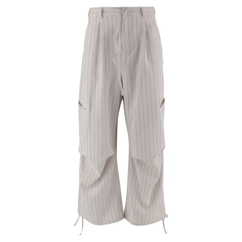 Pantalones Anchos a Rayas con Cordón Ajustable