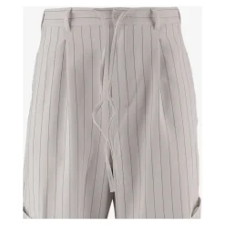 Pantalones Anchos a Rayas con Cordón Ajustable