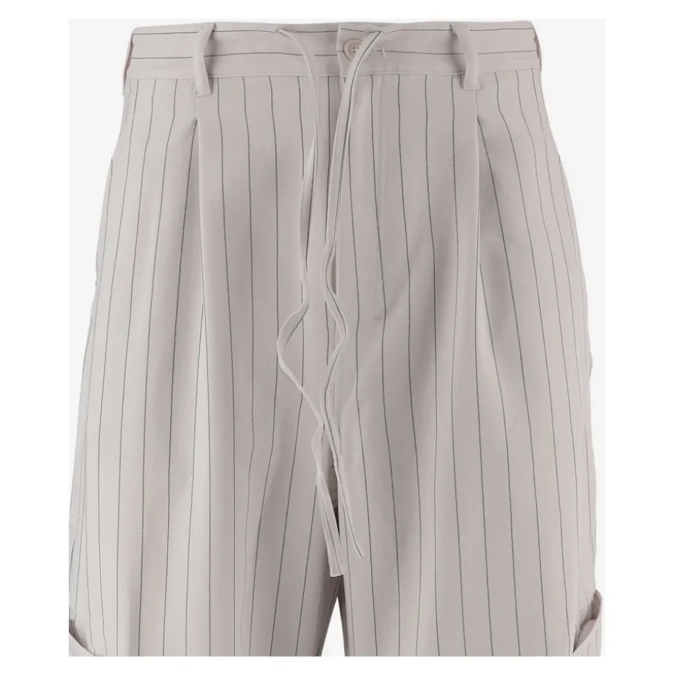 Pantalones Anchos a Rayas con Cordón Ajustable