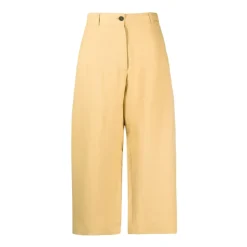 Pantalones anchos de lino amarillo de talle alto