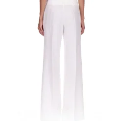 Pantalones Anchos de Lino con Bordado Sangallo